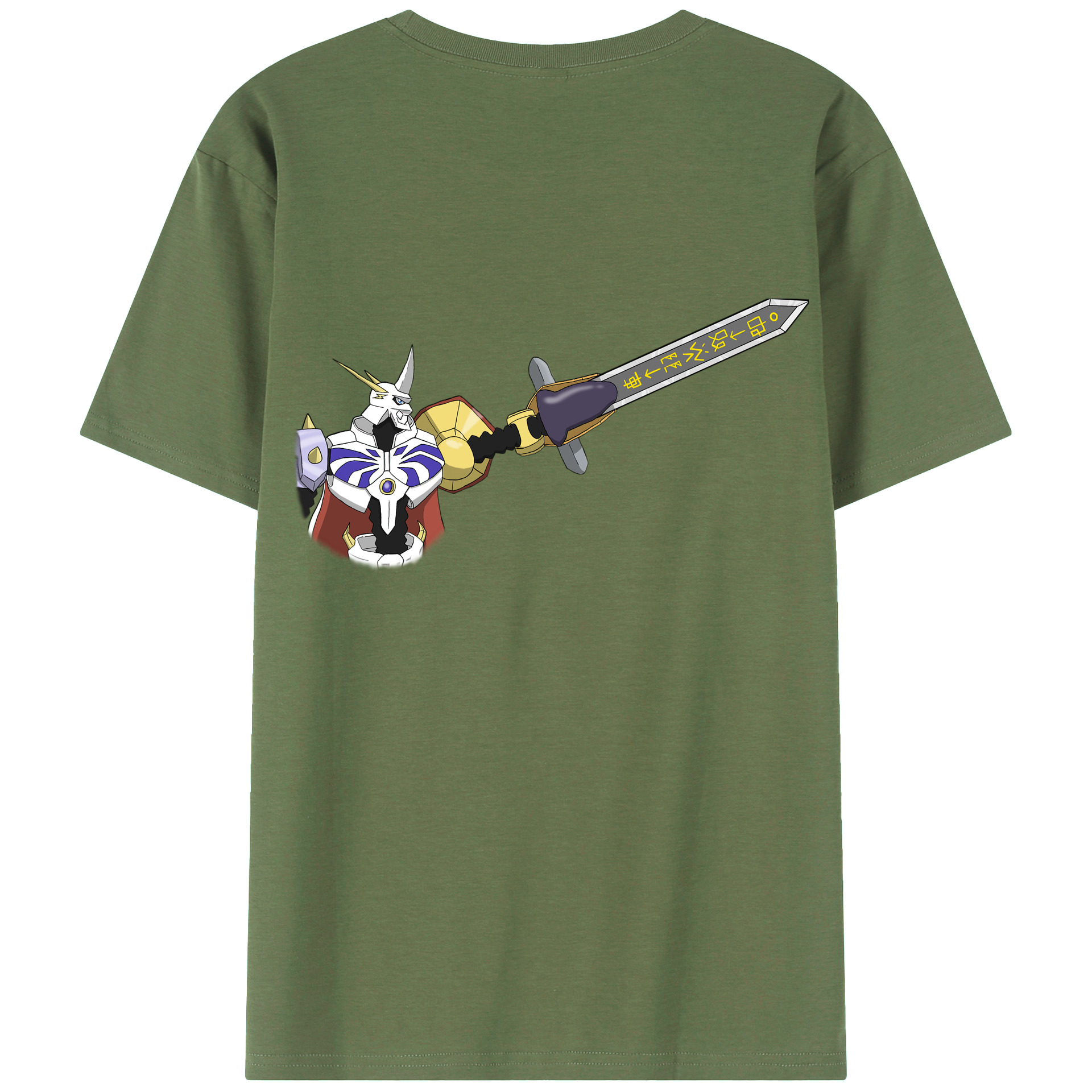 （画像用） Digimon デジタルモンスター/デジモン 綿100％ メンズ半袖Tシャツ（バックプリント） 通気性